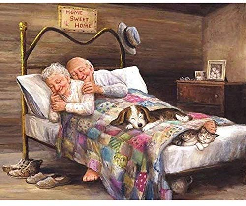 Bimkole DIY 5D Diamond Painting Zubehör Paar Liebe, Bett Hund Diamant Malerei Kit Voll Runde Bohrer Malen nach Zahlen Malerei Stickerei Kreuzstich Diamond Dekoration, (30x40 cm)