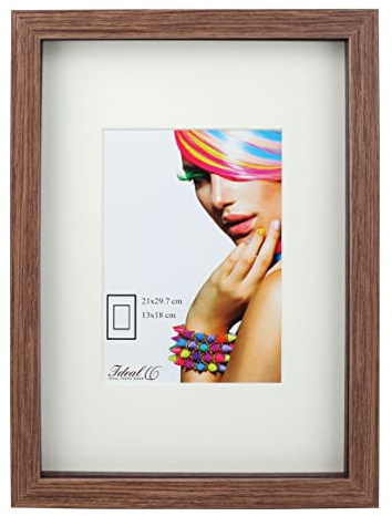 IDEAL TREND 3D Objektrahmen Bilderrahmen mit Passepartout & gehärtetem Glas Holz MDF Rahmen Foto Poster: Farbe: Braun | Format: 40x50