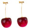LOOGI Kirsche Ohrringe - Rote Tropfen 3D Obst Baumeln Schmuck Geschenk für Frauen Mädchen - Weinrot