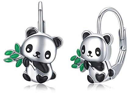 Panda Ohrringe Silber 925 Mädchen Panda Geschenke Pandabär Creolen Hypoallergene Tiere Panda Schmuck für Kinder Damen Frauen Tochter