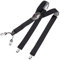 DonDon Hosenträger Herren extra stark gepunktet schwarz weiß 3,5 cm Hosenträger Herren breit mit brauem Leder in Y-Form lang - Starke Clips passend für Anzug Jeans Chinos Vintage Rockabilly Suspenders