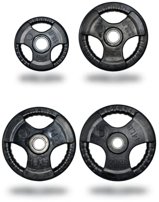 Exersci Rubber Coated Weight Plates 100 KG Set - Weight lifting, Gym, Fitness, Squat, Bench Press, Deadlift (100)