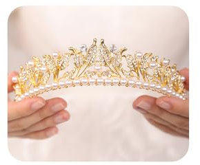 JWICOS Perlen-Tiara-Krone für Damen, silberfarbenes Diadem für Abschlussball, Festzug, Party, Geburtstagsgeschenke, Brautschmuck, Hochzeit, Tiara für Braut, freesize, Perle