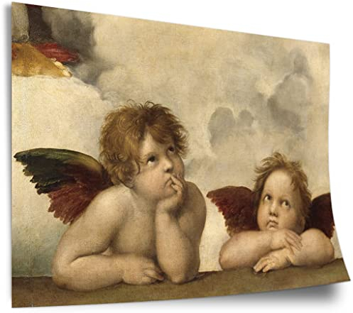Printistico Poster Raphael - Sixtinische Madonna, zwei Engel Kunstdruck ohne Rahmen, Wandbild - A4, A3, A2, A1, A0, XXL - Wohnzimmer, Schlafzimmer, Küche, Deko