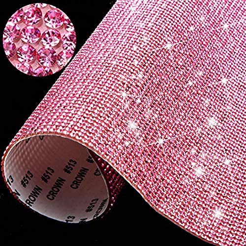 12000 Pieces 2mm Bling Bling Rhinestone Sheet DIY Car Decoration Self Adhesive Heat Repair Glitter Crystal Gem Sheet for Car & Craft Decoration (Pink)