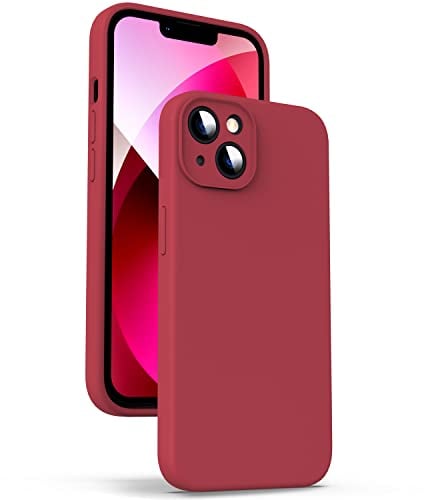 Supdeal Liquid Silikon Hülle für iPhone 13, [Kameraschutz] [Anti Fingerabdruck] [Kabelloses Laden] Flüssige Silikon Handyhülle Schutzhülle, Eingebaute Mikrofaser Case Cover, 6,1, Rot
