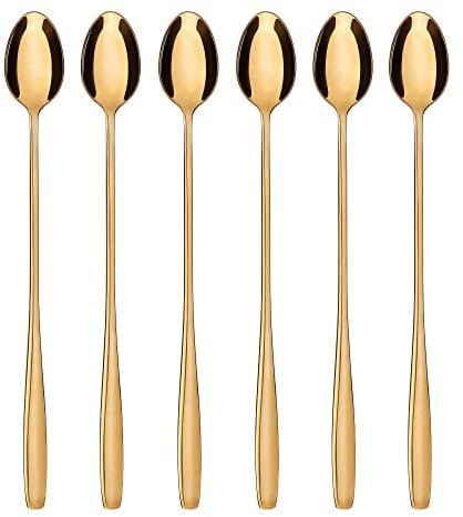 GRÄWE Latte Macchiato Löffel Set, gold, 6-teilig, lange Löffel für Cocktails & Desserts, Edelstahl, spülmaschinengeeignet, Serie Königstein