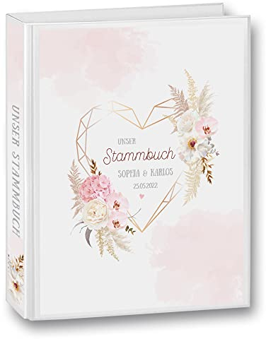 Stammbuch der Familie personalisiert Stammbuchmappe Love Story A5 ca. 19 x 23 cm Familienstammbuch Stammbücher Watercolor Herz