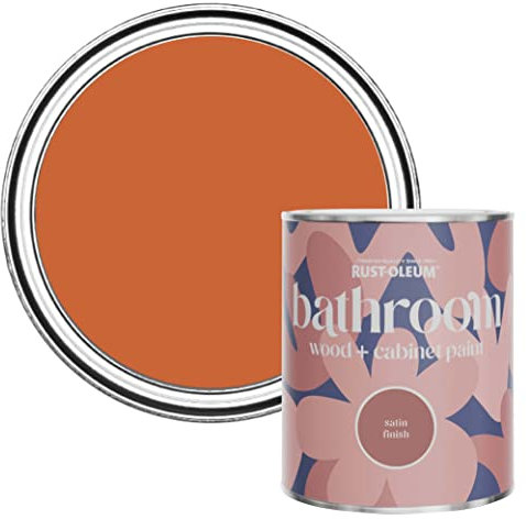 Rust-Oleum Orange Moisture Resistant Bathroom Wood and Cabinet Paint in Satin Finish - Tiger Tea 750ml