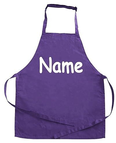 Elefantasie Personalisierte Kinderschürze mit Name, Kochschürze für Backen, Kochen, Malen, Geschenkidee für Kinder 7-10 Jahre lila