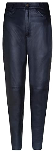 Svarta 501 läderjeans klassiska motorcykelbyxor för kvinnor, Svart, 34 SE