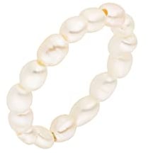 Purelei® Pearly Ring (Weiß), Elastischer Anti-Stress Ring aus wasserfesten Perlen, Eleganter Damenring mit Keshi Perlen, Geschenke für Damen, Anxiety, Fidget, Größe 56-62 (M/L)