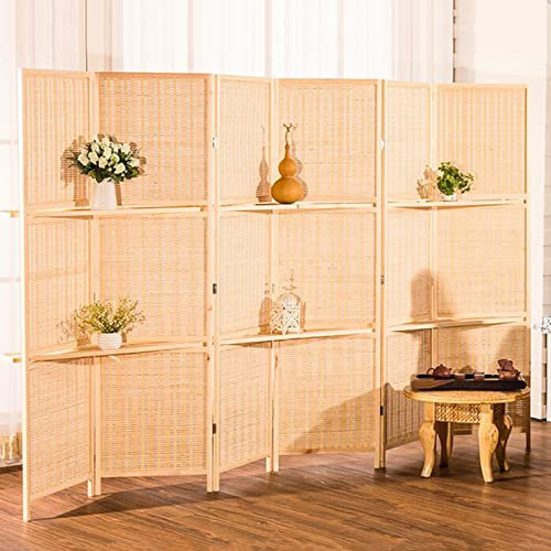5 6ft Groß Sichtschutzwände Und Paneele Für Den Außenbereich Für Terrassendecks, 6-teilige Freistehende Raumteiler Und Raumteiler Aus Holz Mit Regalen Für Klassenzimmer/Eingangsbereich/Vorschule(Tall