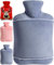 Wärmflasche mit Bezug, Auslaufsicher Wärmeflasche mit Kuschelweichem Bezug, 2L Wärmflasche Groß XL, BPA Frei PVC Hot Water Bottle, Bettflasche für Erwachsene & Kinder, Ideal für Schmerzlinderung(Grau)