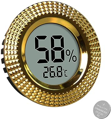 LCD Digital Hygrometer Thermometer Einstellbar,C/°F-Umschaltung Hygrometer Digital Thermometer,Feuchtigkeit Kalibrierbar,ø50mm Rund Feuchtigkeitsmesser für Humidor Zigarren Gewächshaus Weinkeller