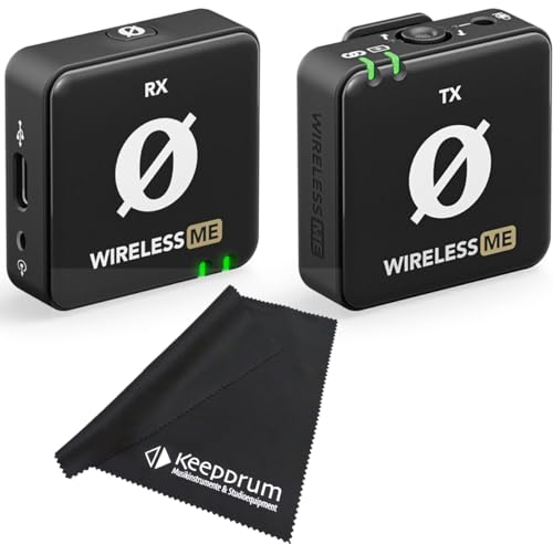 Rode Wireless ME - Sistema de micrófono digital inalámbrico, 1 módulo de transmisión, 1 módulo de recepción y paño de microfibra keepdrum