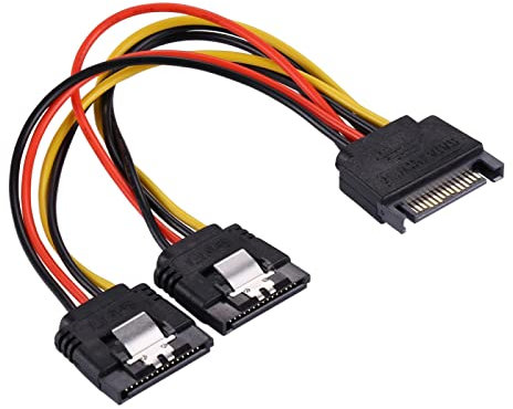Christol Cavo di alimentazione PC Server Computer Hard Drive 15Pin SATA 1 maschio a 2 femmina cavo di alimentazione cavo di prolunga 18AWG
