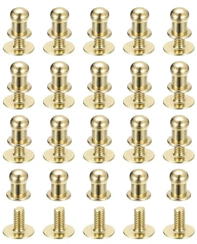 QUARKZMAN 5mm Vite a Testa Sferica Rivetti Bottone Nipplo, Confezione da 20 per Artigianato in Pelle Fai da Te Borsa Cintura, Dorato Chiaro