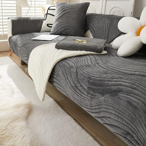 Funny Fuzzy Couch Cover Sofabezug L U Form Sofahusse Sofa Überzug 3/4/2/1 Sitzer rutschfest Ecksofa Bezug Waschbar Sofaüberwurf Samt Sofaschoner Hund Katze