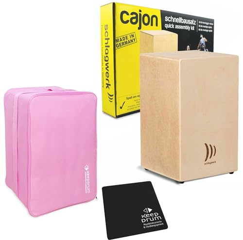 Schlagwerk CBA20S Cajon Bausatz Montageset + keepdrum Tasche Pink + Sitz-Pad Auflage