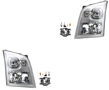 Johns, Scheinwerfer Satz Halogen Front passend für Ford Transit 06 07/2006 - H4 Links & Rechts + Nebelscheinwerfer + Leuchtmittel