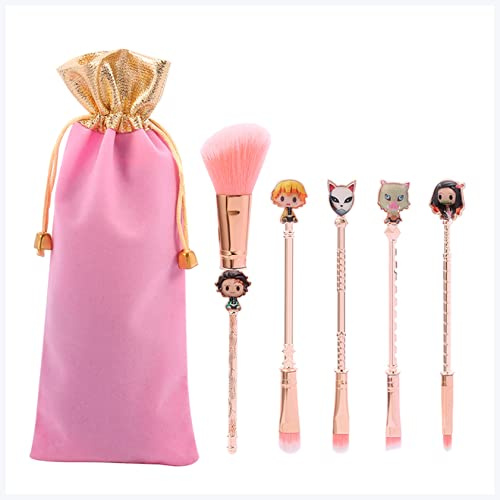 DUnLap Demon Slayer Make-upbürste Set Anime Makeup Pinsel Werkzeug Gesicht Kosmetik Pulver Highlight Mischen Augenbraue Lidschatten Pinsel Kit Make up pinsel set (Size: United States)