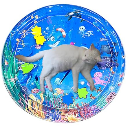 Alfombra Gato De Agua para Gatos, Pet Water Bed Cats, Manta De Agua Juego Gatos, Summer Cat Water Mat, Tapete De Agua Sensorial Gatos, Cama De Agua Gato para Gatos, Piscina para Gatos con Peces Jugar
