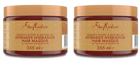 SheaMoisture Intensive Hydration Hair Masque für trockenes, geschädigtes Haar Manukahonig & Mafuraöl frei von Silikonen und Sulfaten - 2 x 355 ml