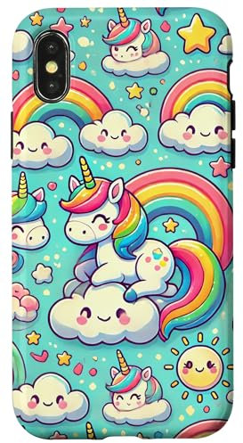 Einhorn-Muster Kawaii Doodles Illustration Hülle für iPhone X/XS