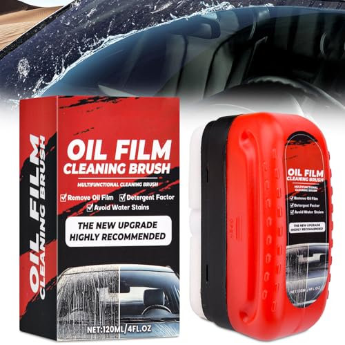 Quitamanchas para Parabrisas, 120ml Car Glass Oil Film Remover Cleaning Brush, Cepillo de Limpieza de Película de Aceite Automotriz, Limpiador de parabrisas de Vidrio Para Parabrisas, Retrovisores