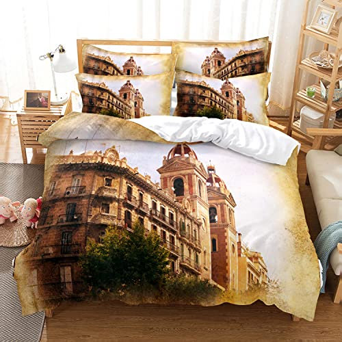 SJSXWQN Bettwäsche 135x200 Barcelona Bettwäsche-Set mit Reißverschluss Schließung für Kinder Mädchen Weicher Atmungsaktive Mikrofaser Bettbezug + 2 Kopfkissenbezug 80x80 cm