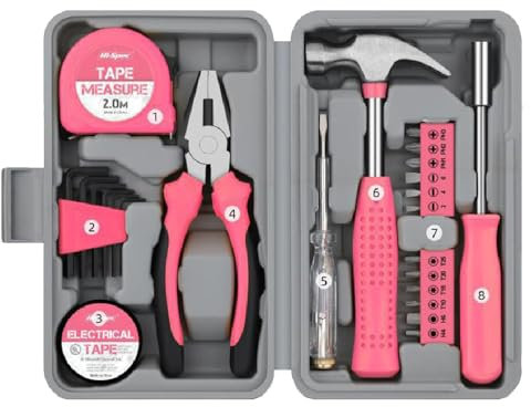 Multifunctional Household Tool Set Yellow Mini Tool Set, Home and Office Repair Tools, Multifunctional Gift Tools (Pink)