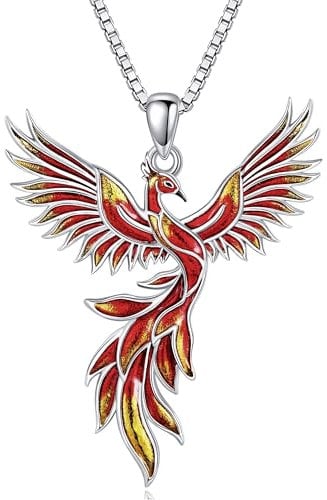 HUKKUN Phönix Halskette aus Sterlingsilber für Frauen - Aufsteigender Phönix Schmuck