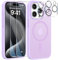 YisrLery Magnetica Cover Compatibile con iPhone 15 Pro con 2 Vetro Temperato e 2 Vetro Fotocamera, Compatibile MagSafe Hard PC Anti-Graffio Protettiva Case Antiurto Custodia (Colore Lilla)