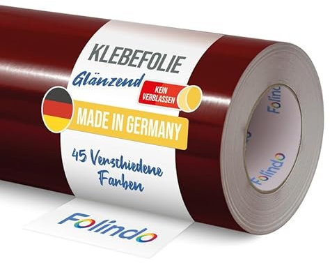 Folindo Möbelfolie selbstklebend 621 030 Dunkelrot Glanz Vinyl 5m x 63 cm Klebefolie Möbel, Klebefolie Küche, Möbelfolie, Folie für Möbel, Möbelfolie selbstklebende Folie, Küchenfolie selbstklebend