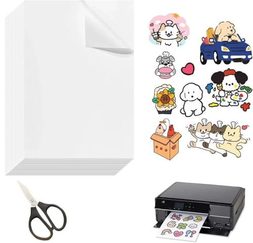 Carta Autoadesiva A4 Trasparente, A4 Carta Adesiva per Stampante, Vinile Adesivo Stampabile, 20PCS Fogli Adesivi A4 Stampabili A4 Carta Adesiva Etichette Etichette Autoadesive per Stampante