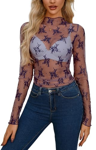 Haut sexy en maille transparente pour femme
