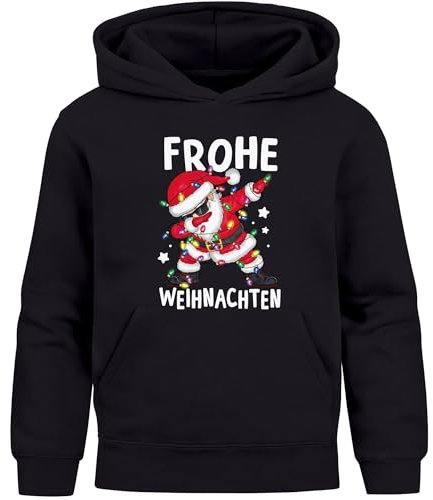 MoonWorks® Kinder Hoodie Weihnachtspullover Jungen Mädchen Dabbing Santa Weihnachtsoutfit Kinder schwarz 164