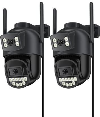 Reobiux Überwachungskamera Aussen,Mit Dual-Objektiv 6MP,2.4/5Ghz WLAN,Kamera Überwachung Aussen,360°,PTZ,Ethernet,Farb-Nachtsicht,Zwei-Wege-Audio,Sirenenalarm,3m Kabel für Garage/Garten/haustür,2P