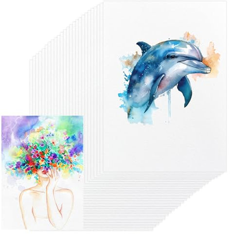 70 Feuilles Papier Aquarelle A6 300 g,Papier Aquarelle Coton Watercolor Paper Feuille Aquarelle,cartes postales vierges, papier aquarelle blanc,pour aquarelle, dessin et lettrage(15,1 x 10,1cm)