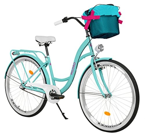 MILORD Damenfahrrad Citybike Komfort Mit Metallkorb Hollandrad Vintage Fahrrad, 26, 28 Zoll, 3-Gang