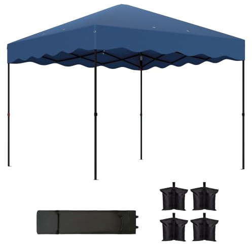 Outsunny Pavillon ca.3x3m Wasserabweisend Pop-up Faltpavillon Dunkelblau | Stabil, Winterfest, mit UV Schutz 50+, Faltbar Partyzelt Gartenzelt mit Rolltasche, Gartenpavillon für Camping Garten