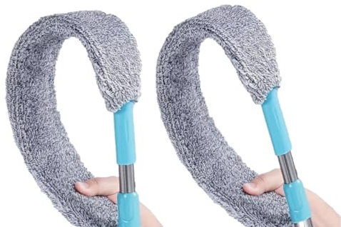 2 Plumeros Microfibra Extensible, Plumero Palmera, (40CM X 8CM DE MOPA Y Mango 90 CM,) Limpiador de Polvo valido para comedores, baños,radiadores. Plumero Plano. ((2) mopas Palmeras). Atrapapolvo