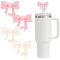4 Pcs Pink & Beige Bow Straw Cover for Stanley Cup, 10mm Reusable Silicone Straw Toppers, for Stanley Cup Accessories, Dust-Proof Straw Cover Cap for Stanley 30/40 oz Tumbler Cups