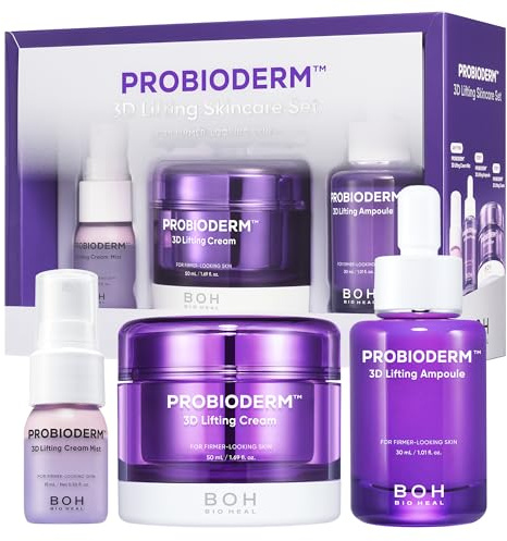 BIOHEAL BOH Probioderm 3D Lifting Skincare Set | Anti-Aging Face Moisturizer Night Cream, Ampoule & Facial Serum Spray | Korean Skin Care Kit for Firming & Hydration | K Beauty Gift Set for Women