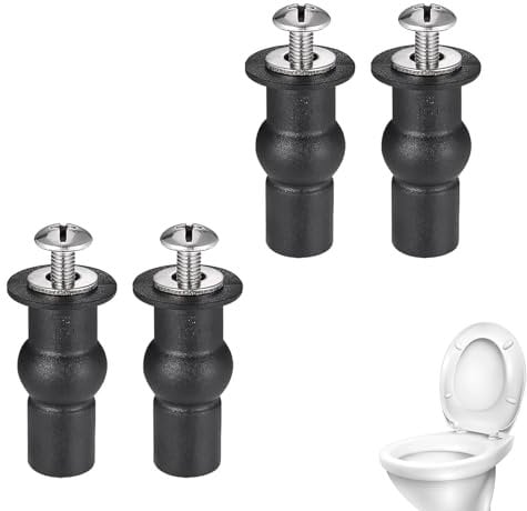 Universal WC Lid Fittings Kit – 4 Pack Lid Hinges and Screws with Expanding Rubber Top Nuts, Heavy Duty WC Cover Fixing Kit for Pan Blind Hole Installations