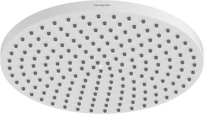 hansgrohe Raindance S - wassersparende Kopfbrause (EcoSmart+), Duschbrause, Regendusche mit 1 Strahlart (PowderRain) für Wand-/Deckenmontage, Brausekopf mit Antikalk-Funktion, Mattweiß, 28821700