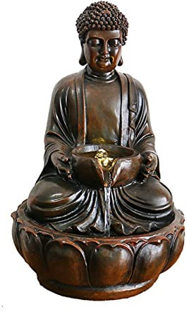 Water Fountain Desktop Ornament Indoor/Outdoor Buddha Tabletop Water Fountain Sitting Buddha Zen Water Fountain - Zen Tabletop Water Fountain for Home Office Decor Zen Meditation Fountain Crafts