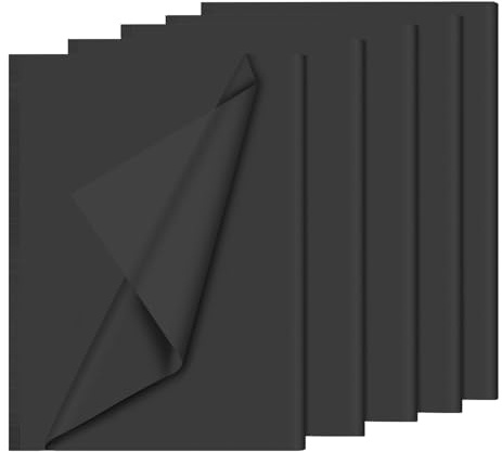 Großes schwarzes Seidenpapier, 60 Blatt, 27,5 x 20 Zoll. Wiederverwendbares Seidenpapier für Kunst, Basteln, Weihnachten, Geburtstage, Geschenkverpackungen und Partydekorationen