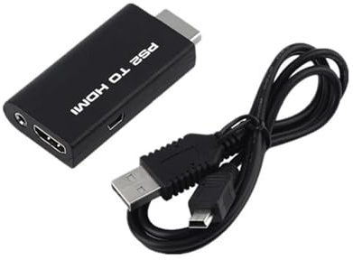 Convertidor PS2 a HDMI con USB, adaptador HDMI PS2 con salida de conmutador HD 480 de 3.5 mm, convertidor PS 2 Plug & Play para todos los modelos PS 2, salida de video de alta definición a monitor